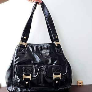 Michael Kors Black Patent Leather Tote Bag